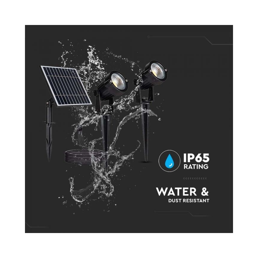 НАБОР 2x Светодиодная уличная лампа на солнечной батарее 2xLED/1,2W/3,7V IP65 3000K