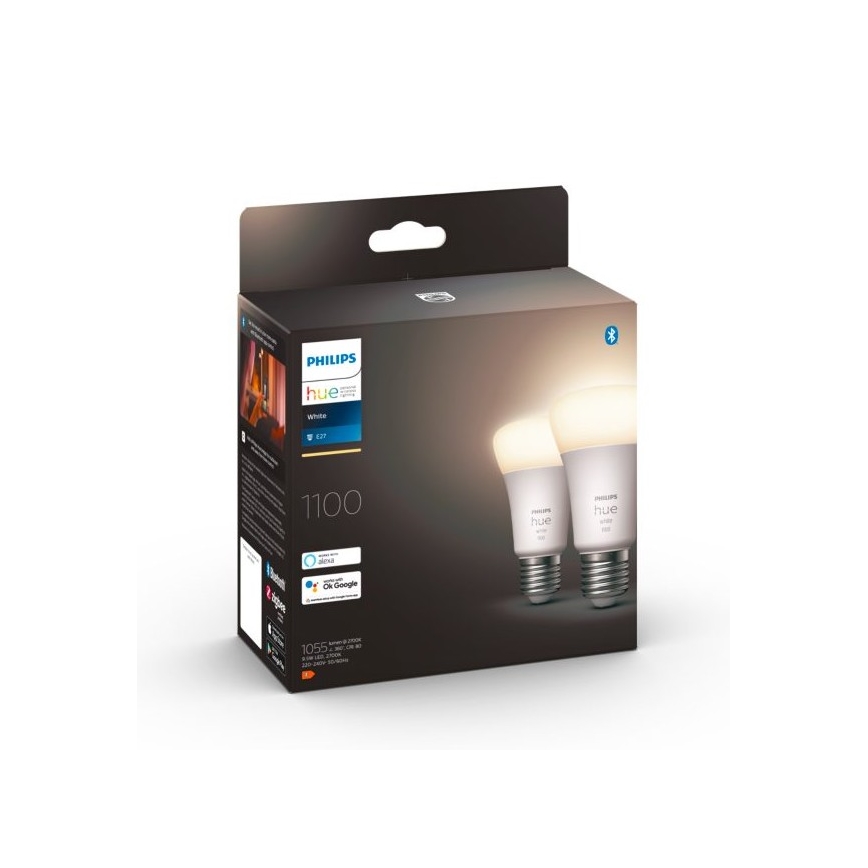 Набор 2x светодиодных диммируемых лампы Philips Hue WHITE E27/9,5W/230V 2700K