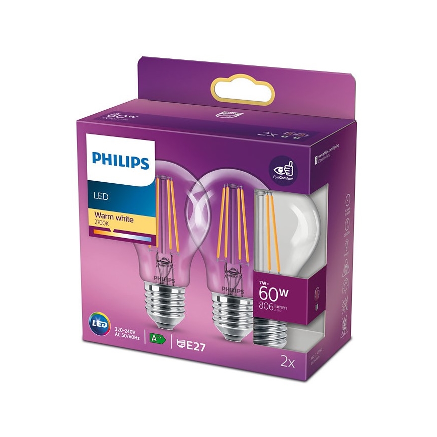 Набор 2x светодиодные лампочки VINTAGE Philips E27/7W/230V 2700K