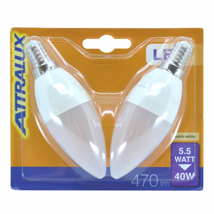 Набор 2x светодиодные лампы E14/5,5W/230V 2700K- Attralux