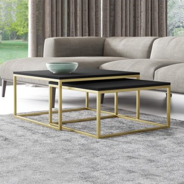 НАБОР 2x Журнальный столик DUAL черный/золотистый