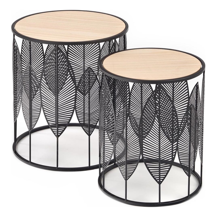 НАБОР 2x Журнальный столик FOLLA диаметр 33/40 см черный
