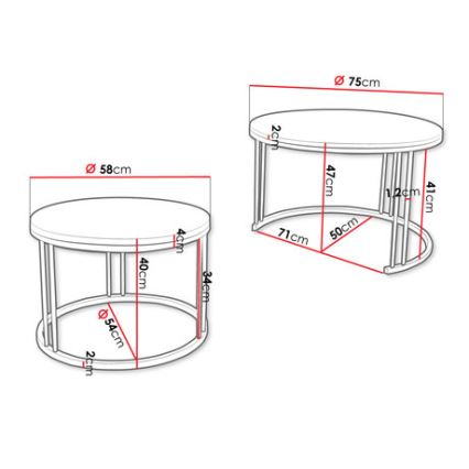 НАБОР 2x Журнальный столик RAGNAR черный/белый