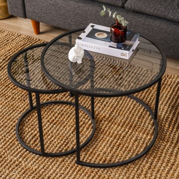 НАБОР 2x Журнальный столик TOKYO диаметр 42/60 см черный