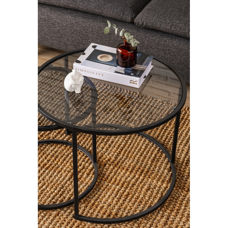 НАБОР 2x Журнальный столик TOKYO диаметр 42/60 см черный