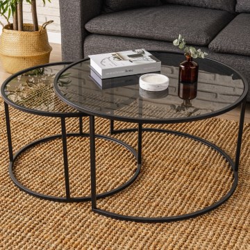 НАБОР 2x Журнальный столик TOKYO диаметр 60/80 см черный
