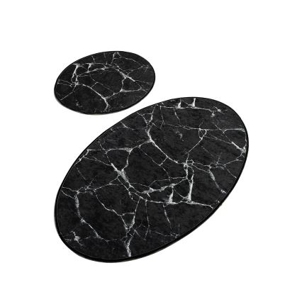 НАБОР 2x Коврик для ванной MARBLE 50x60/60x100 см черный