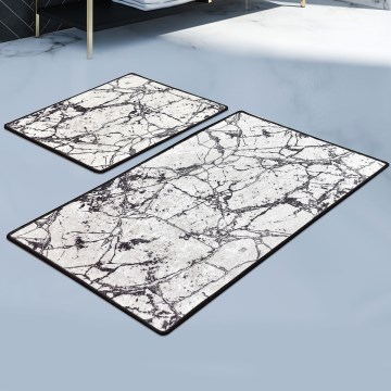 НАБОР 2x Коврик для ванной MARBLE 60/100 см белый/черный