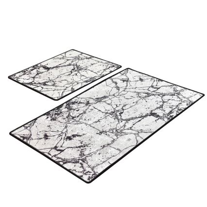 НАБОР 2x Коврик для ванной MARBLE 60/100 см белый/черный