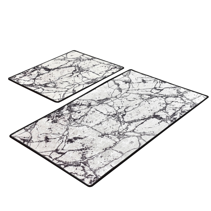 НАБОР 2x Коврик для ванной MARBLE 60/100 см белый/черный