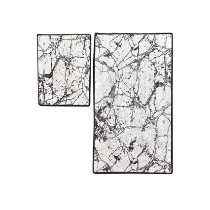 НАБОР 2x Коврик для ванной MARBLE 60/100 см белый/черный