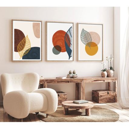 НАБОР 3x Фотография в фоторамке 50x70 см красочный