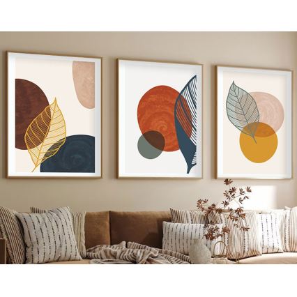 НАБОР 3x Фотография в фоторамке 50x70 см красочный