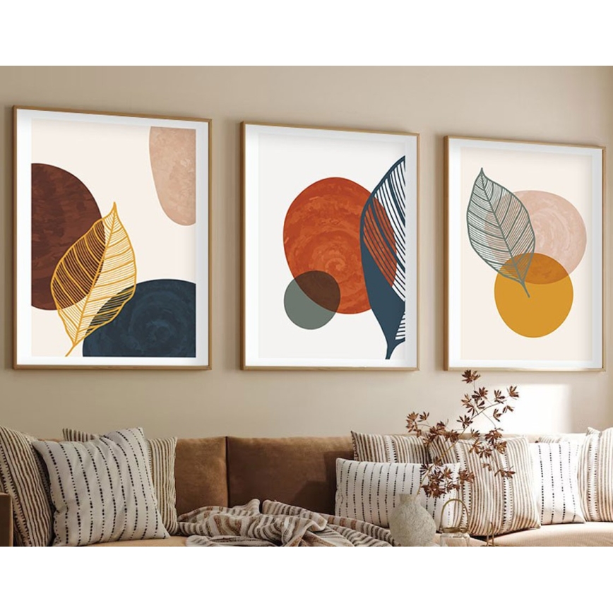 НАБОР 3x Фотография в фоторамке 50x70 см красочный