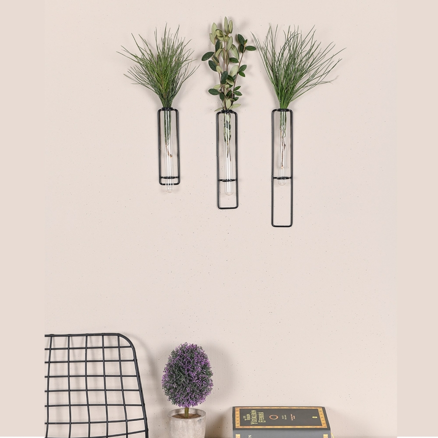 НАБОР 3x Настенное украшение для цветов 20/25/30 см черный