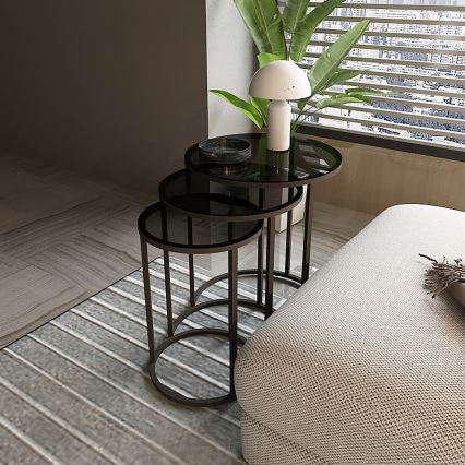 НАБОР 3x Столик ALYA диаметр 34/42/50 см черный