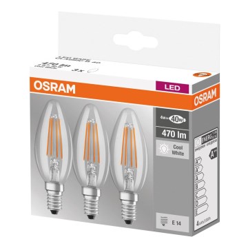 НАБОР 3x Светодиодная лампочка BASE VINTAGE B40 E14/4W/230V 4000K - Osram