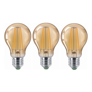 НАБОР 3x Светодиодная лампочка CLASIC AMBER A60 E27/9W/230V 2200K - Brilagi