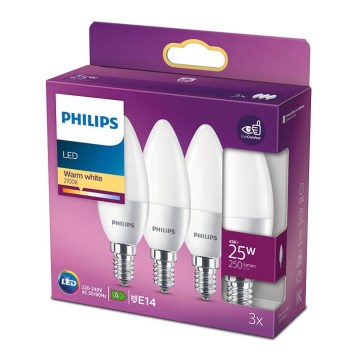 НАБОР 3x Светодиодная лампочка Philips B35 E14/4W/230V 2700K
