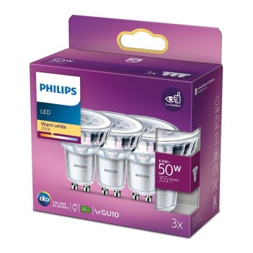 НАБОР 3x Светодиодная лампочка Philips GU10/4,6W/230V 2700K