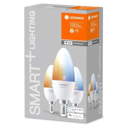 НАБОР 3x Светодиодная лампочка с регулированием яркости SMART+ E14/5W/230V 2700K-6500K Wi-Fi - Ledvance