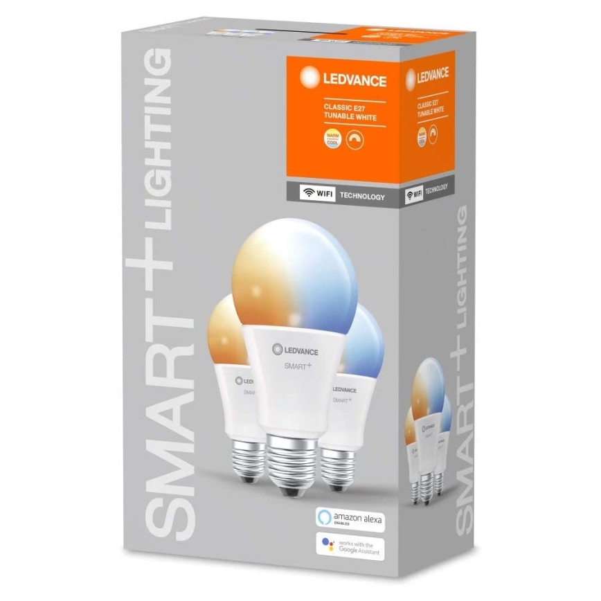НАБОР 3x Светодиодная лампочка с регулированием яркости SMART+ E27/14W/230V 2700K-6500K Wi-Fi - Ledvance