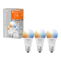 НАБОР 3x Светодиодная лампочка с регулированием яркости SMART+ E27/9,5W/230V 2700K-6500K Wi-Fi - Ledvance