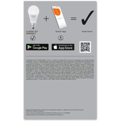 НАБОР 3x Светодиодная лампочка с регулированием яркости SMART+ E27/9,5W/230V 2700K Wi-Fi - Ledvance