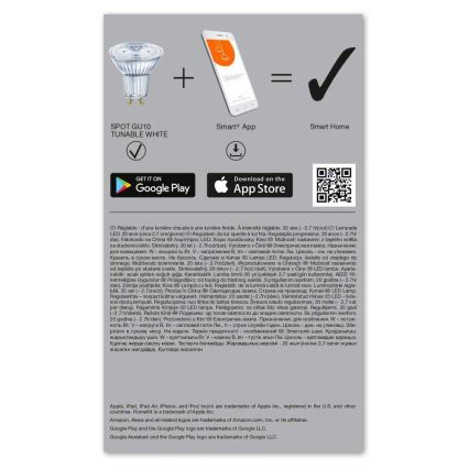 НАБОР 3x Светодиодная RGBW-лампочка с регулированием яркости SMART+ GU10/5W/230V 2700K-6500K Wi-Fi - Ledvance