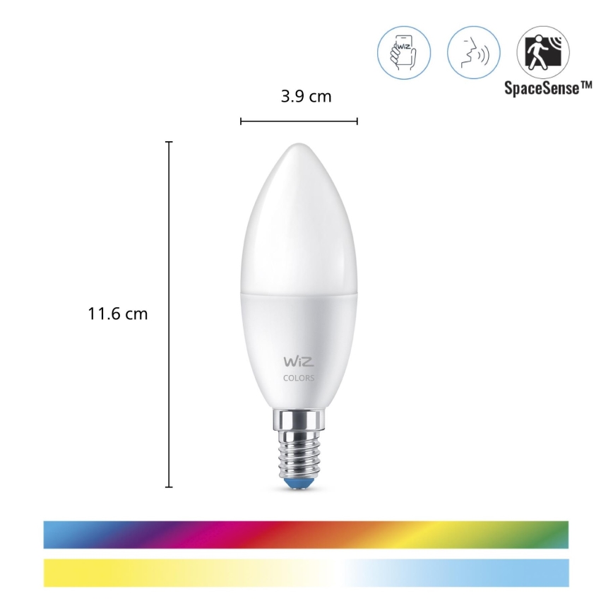 НАБОР 3x Светодиодная RGBW-лампочка с регулированием яркости C37 E14/4,9W/230V 2200-6500K CRI90 Wi-Fi - WiZ