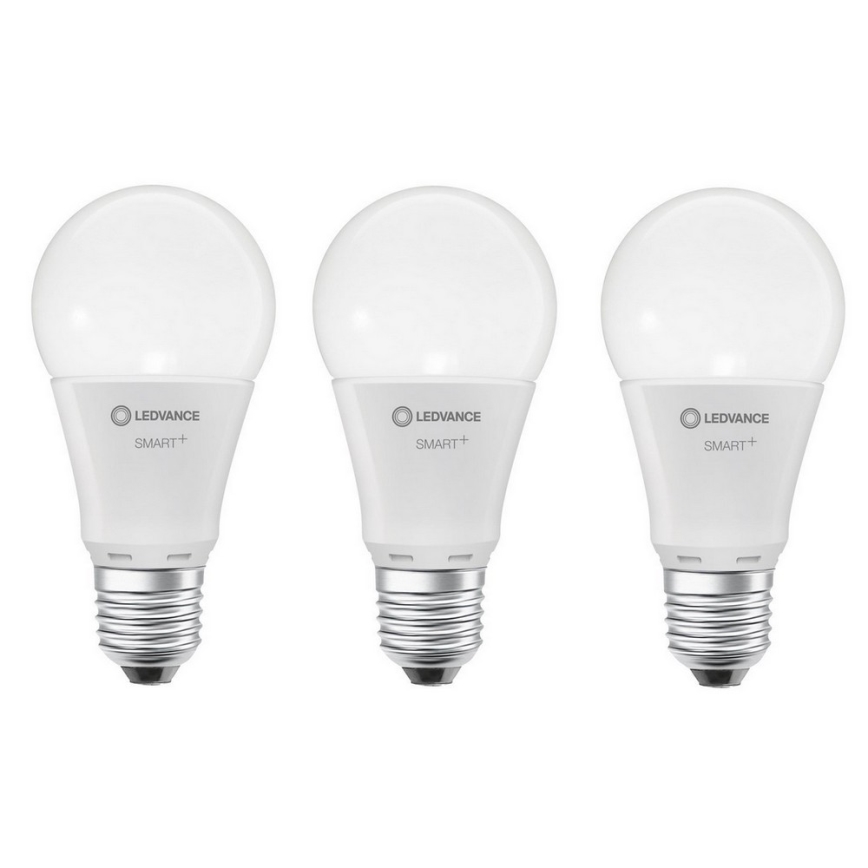 НАБОР 3x Светодиодная RGBW-лампочка с регулированием яркости SMART+ E27/9W/230V 2700K-6500K Wi-Fi - Ledvance