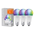 НАБОР 3x Светодиодная RGBW-лампочка с регулированием яркости SMART+ E27/9W/230V 2700K-6500K Wi-Fi - Ledvance