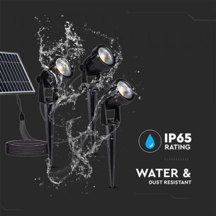 НАБОР 3x Светодиодная уличная лампа на солнечной батарее 3xLED/1,2W/3,7V IP65 3000K