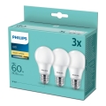 Набор 3x светодиодные лампочки Philips A60 E27/8W/230V 2700K