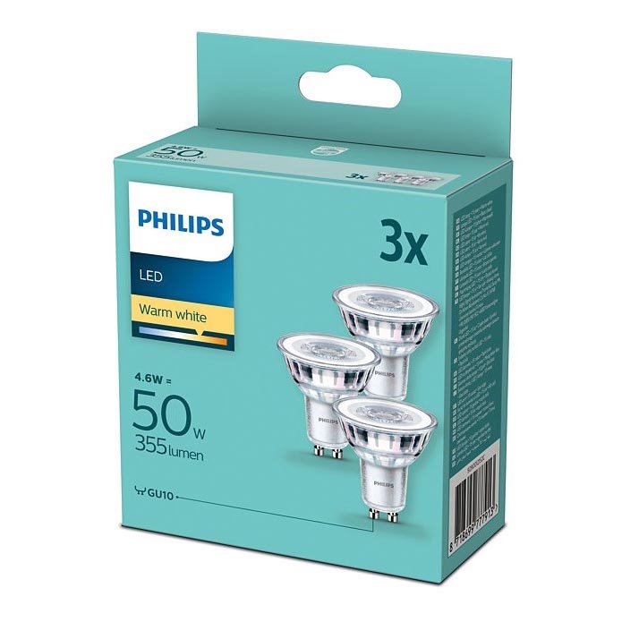 Набор 3x светодиодные лампочки Philips GU10/4,6W/230V 2700K