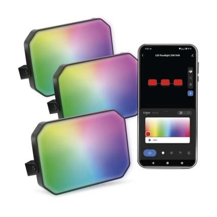 НАБОР 3x Светодиодный уличный RGBIC-прожектор с регулированием яркости GoSmart LED/14W/230V 3000-6500K IP65 Wi-Fi Tuya
