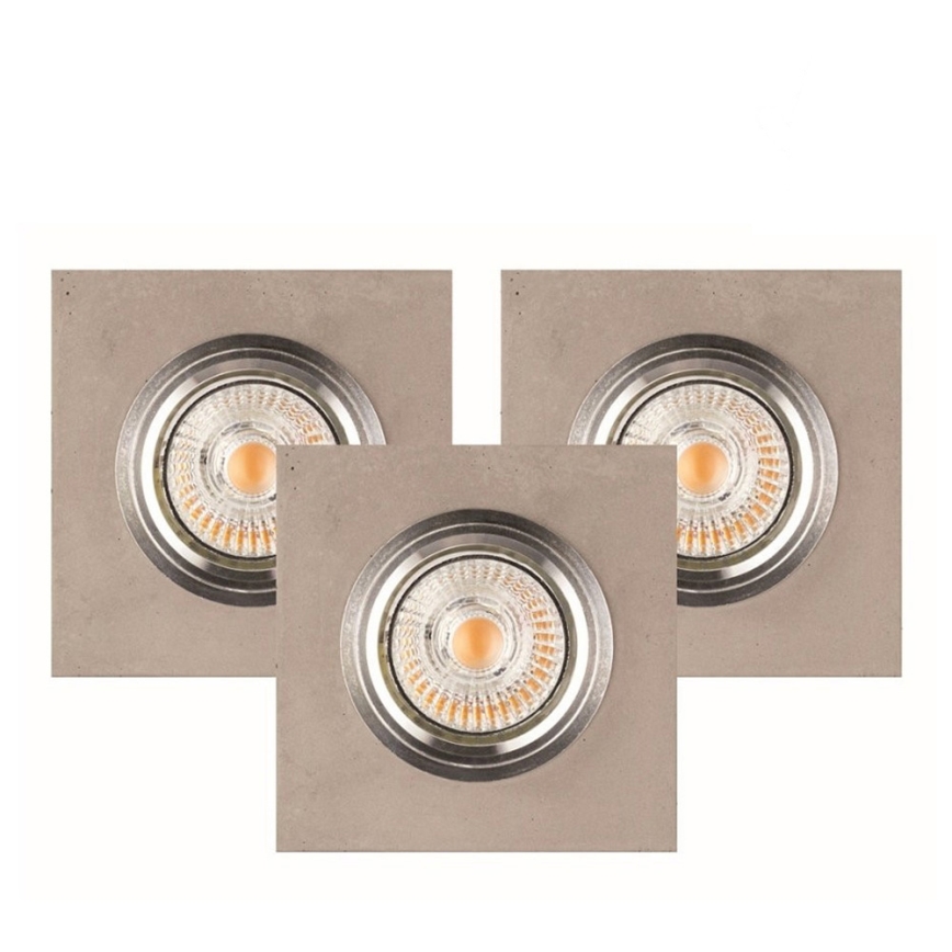 НАБОР 3x Светодиодный встроенный светильник VITAR 1xGU10/5W/230V CRI 90 бетон – сертифицировано FSC
