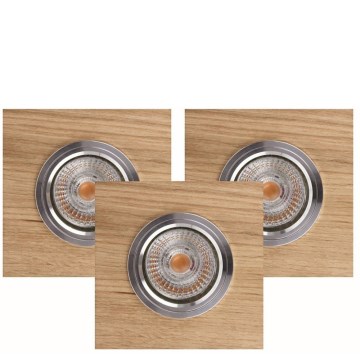 НАБОР 3x Светодиодный встроенный светильник VITAR 1xGU10/5W/230V CRI 90 дуб – сертифицировано FSC