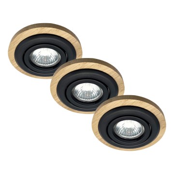 НАБОР 3x Встроенный светильник TOBBY 1xG9/20W/230V диаметр 11,5 см дуб/черный