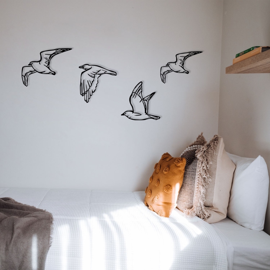 НАБОР из 4 шт. Настенное украшение птицы из металла