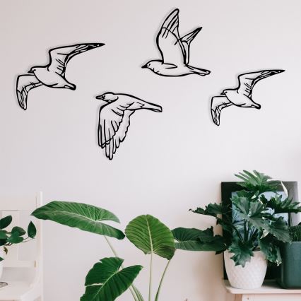НАБОР из 4 шт. Настенное украшение птицы из металла