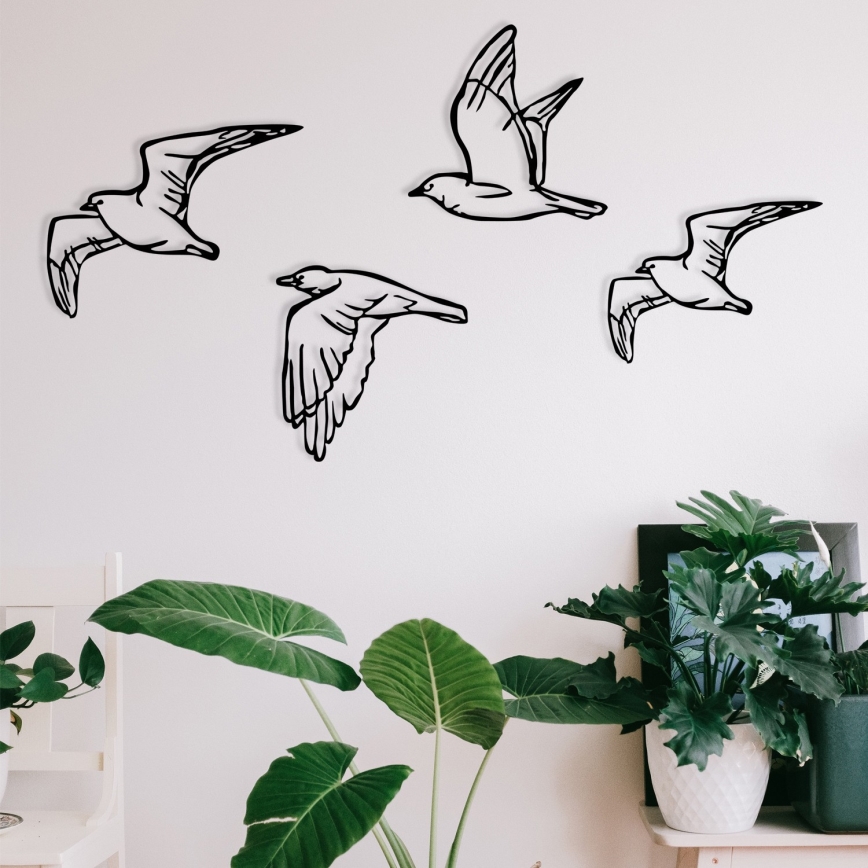 НАБОР из 4 шт. Настенное украшение птицы из металла