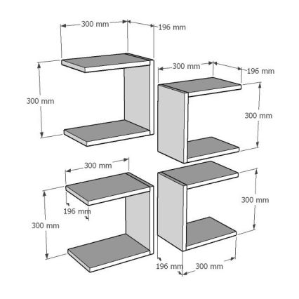 НАБОР 4x Настенная полка BASE 30x30 см белый