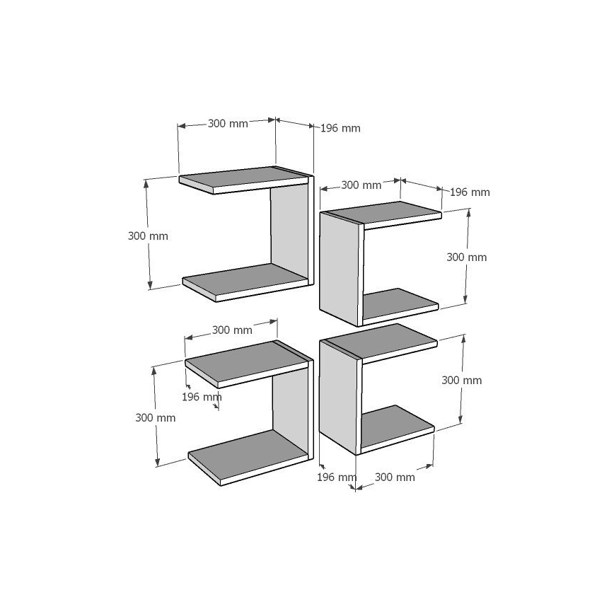 НАБОР 4x Настенная полка BASE 30x30 см белый