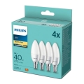 НАБОР 4x Светодиодная лампа Philips B35 E14/5W/230V 2700K