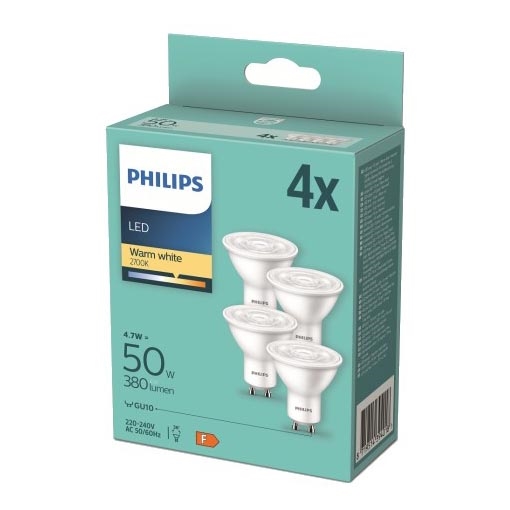 НАБОР 4x Светодиодная лампа Philips GU10/4,7W/230V 2700K