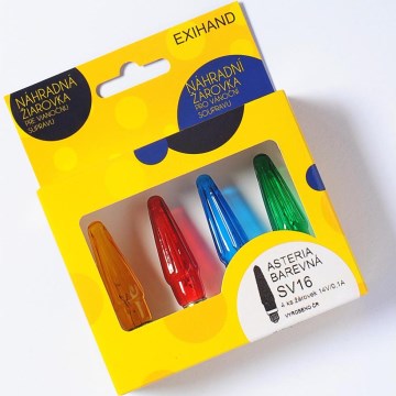 НАБОР 4x Запасная лампочка ASTERIA E10/14V/0,1A цветной, сделано в Европе