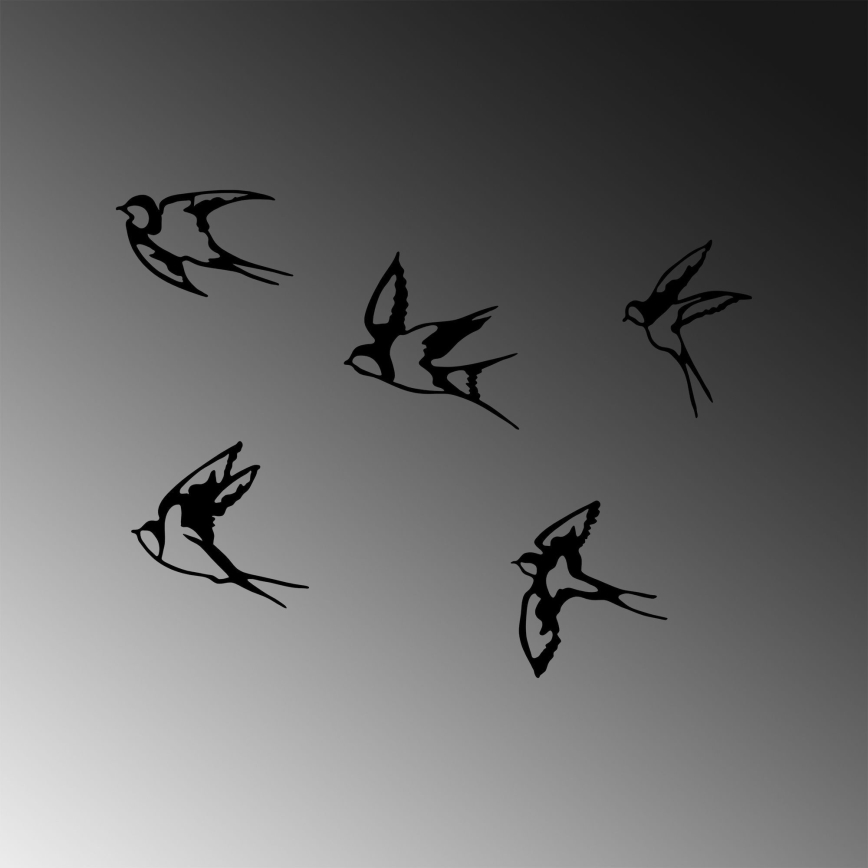 НАБОР 5 шт. Настенное украшение птицы из металла