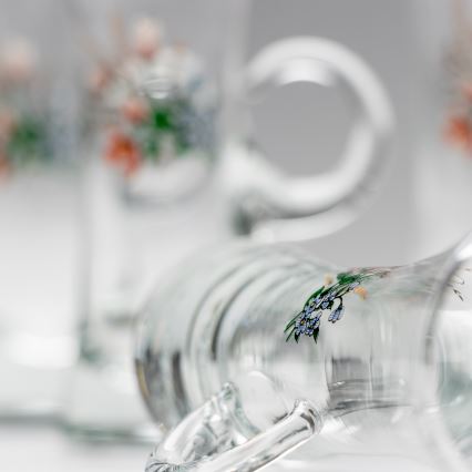 Набор 6x рюмка для ликера с ручкой прозрачный с мотивом букета № 3