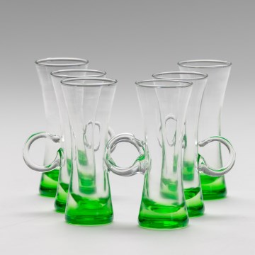 Набор 6x рюмка для ликера с ручкой зеленый